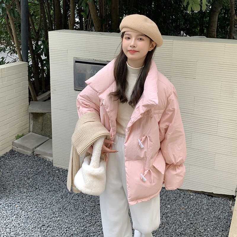 韓国ダウンジャケットレディースショート2024韓国風ルーズホーンボタンコットンコート 5,248円