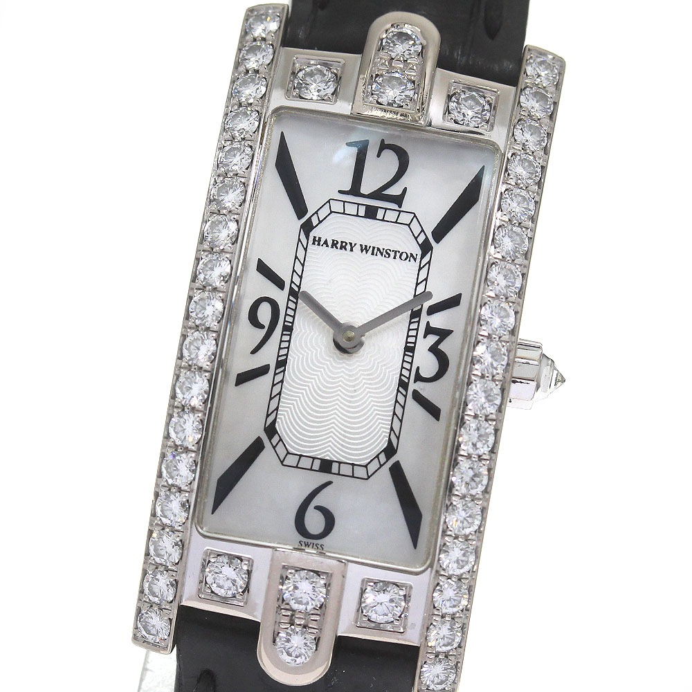 ハリーウィンストン HARRY WINSTON 330LQW アヴェニュー K18WG ダイヤベゼル クォーツ レディース 内箱付き_824722【中古】 356,355円