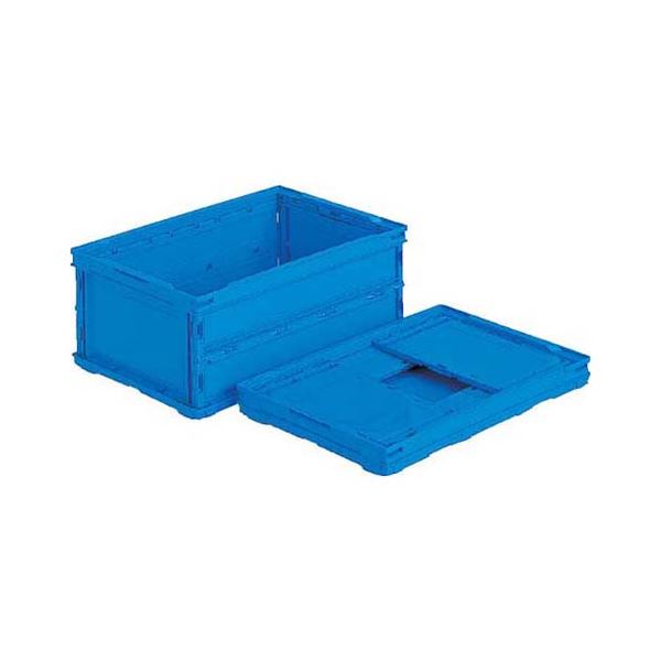 （まとめ） 三甲 折りたたみコンテナ ペタンコ フタなし 30L 青 O-30B (×3セット)