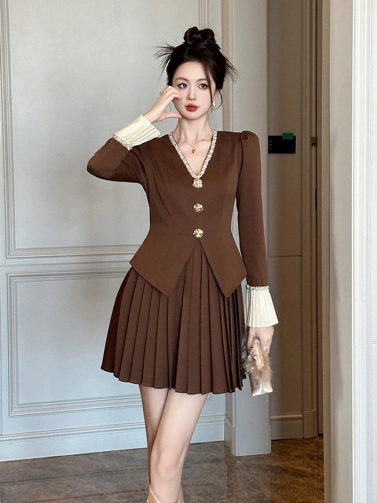 卒業式 メガ割 ウェディング 披露宴 演奏会 同窓会 二次会 プリーツスカート 結婚式 ドレス 大人 パーティー キャバ 学院風 2025秋冬新品 ワンピース