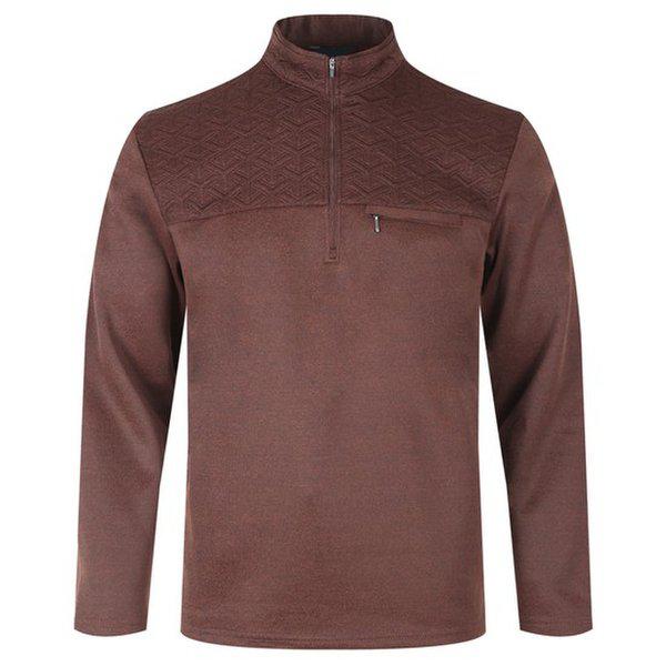 メンズウィンタークオリティーセミジップアップスパン起毛Tシャツ BR-TSW-JT888M-ブラウン