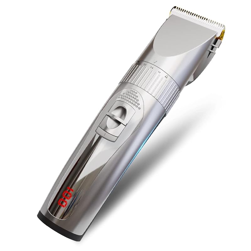 【新登場 led電量ディスプレイ & 水洗い可】 バリカン セルフカット 電動バリカン 男性 メンズ 子供用 家庭用 5段階刈り高さ & ４種類アタッチメントの付け替え(0.8-18mm対応) ヘアカ