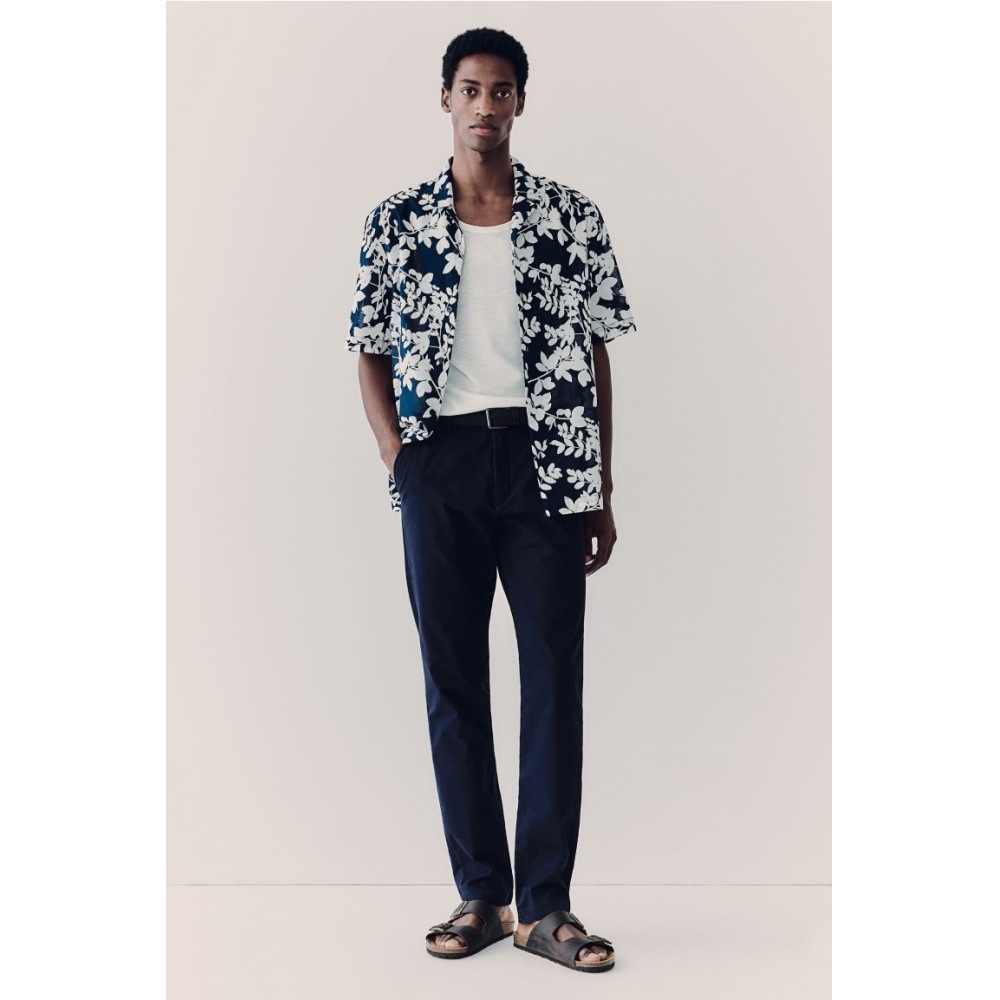 H&M スリムフィットコットンチノパンツネイビーブルー