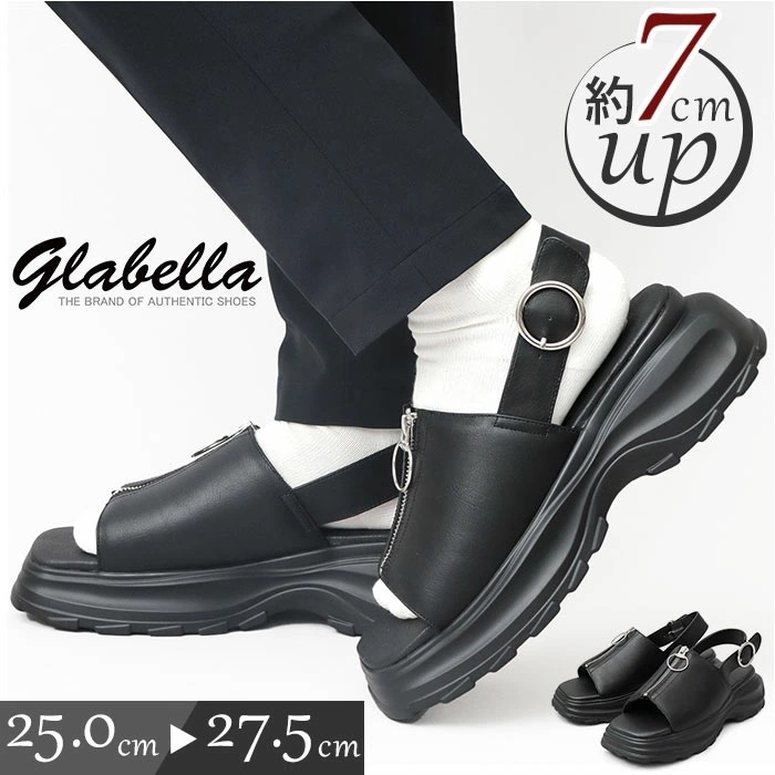 グラベラ サンダル glabella GLBT-291 通販 ストラップサンダル メンズ 厚底サンダル おしゃれ ブランド くつ クツ オシャレ 歩きやすい ブラック 黒 フェイクレザー 合皮 PUレ