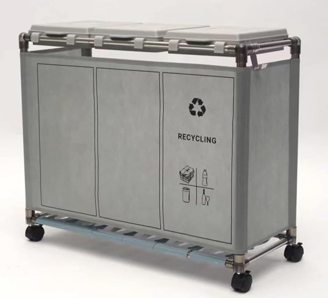 CokBlu室内で使用する分类垃圾桶で垃圾袋架を付属し大容量設計で带蓋構造を備え脚轮も装着された遮挡式垃圾桶であり竖型双层盖の分类機能を持ち家庭やオフィスでのごみ分別に適した実用的な垃圾桶