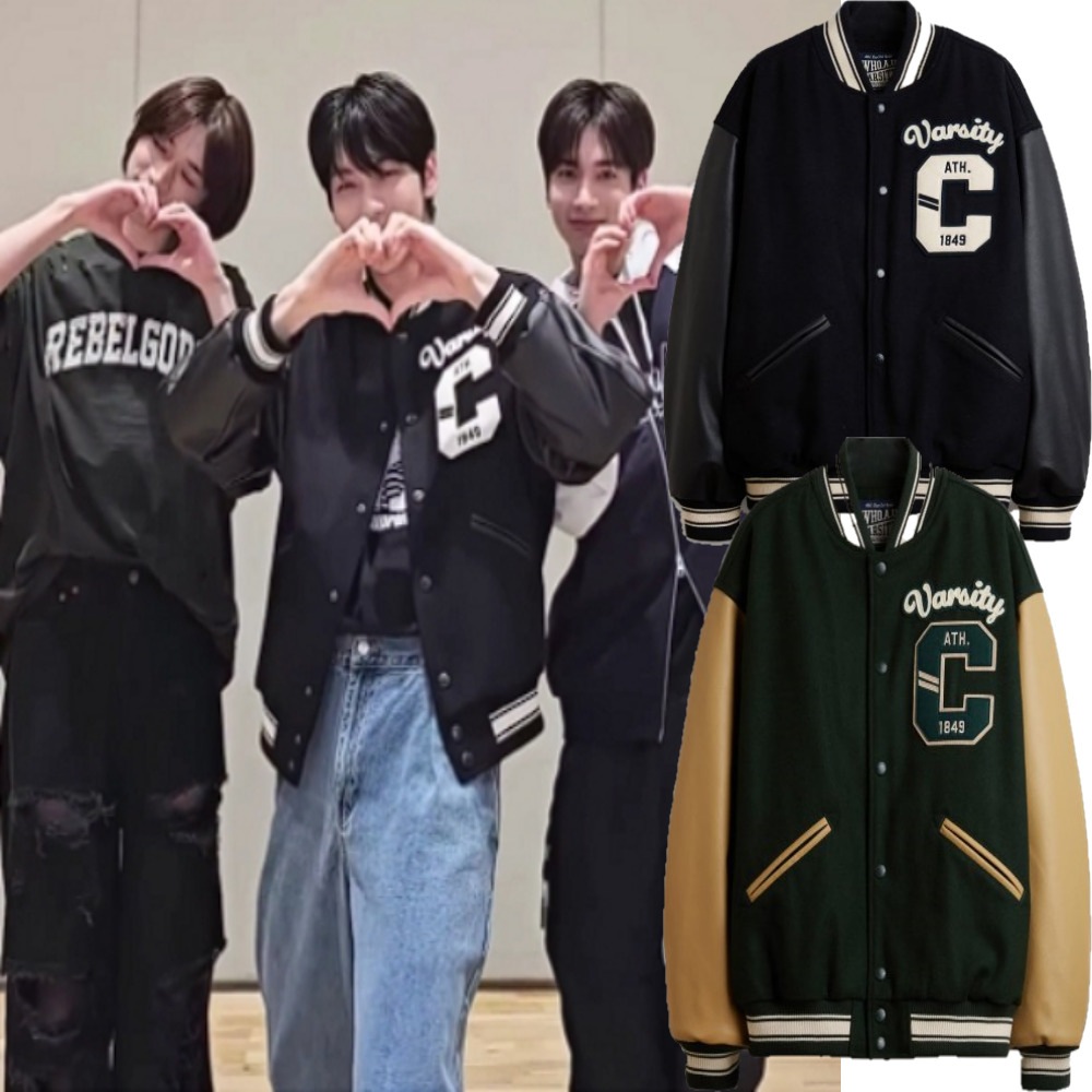 TXT スビン着用/VARSITY JACKET/ユニセックス/ダウン裏地/ペアルック