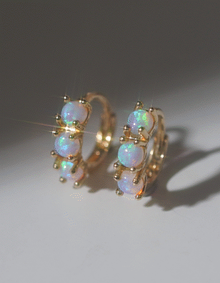 14k post パリス オパール ワンタッチ リングピアス