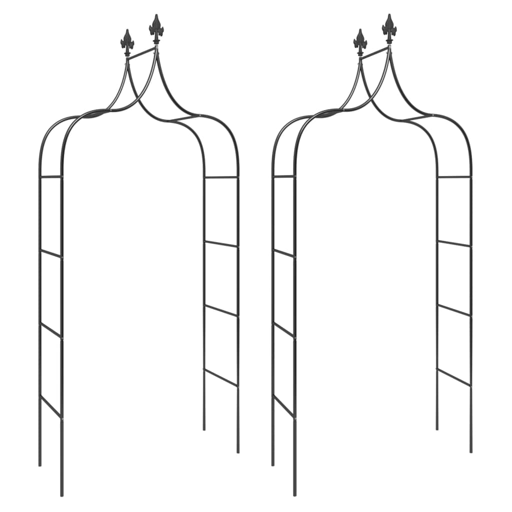 ガーデンアーチ 2点 ブラック 120x38x260 cm スチール製