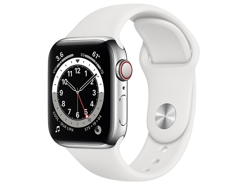 Apple Watch Series 6 GPS+Cellularモデル 40mm M06T3J/A [シルバーステンレススチールケース/ホワイトスポーツバンド] 即納OK