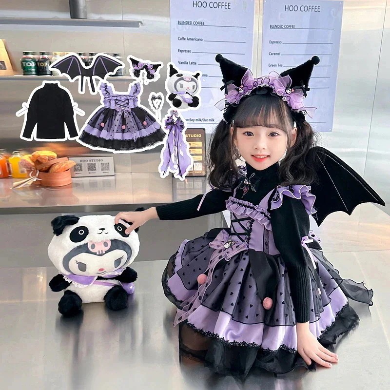 女童ロリータ姫スカート魔法紫暗夜cos服装アニメワンピース