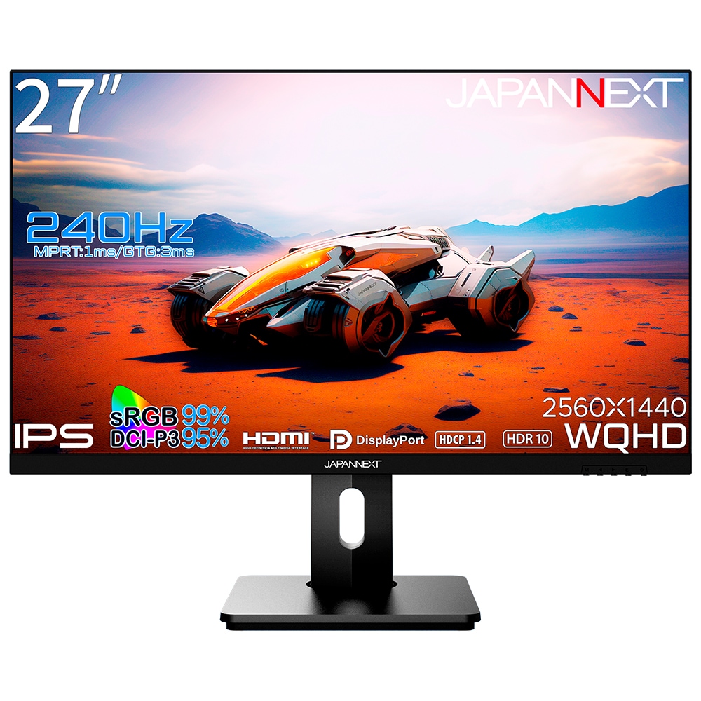 JAPANNEXTジャパンネクスト ゲーミング液晶ディスプレイ(27型/IPS/WQHD 2560×1440/240Hz/1ms/HDR10/HDMI2.0/DP1.4/VESA)(ブラック) J