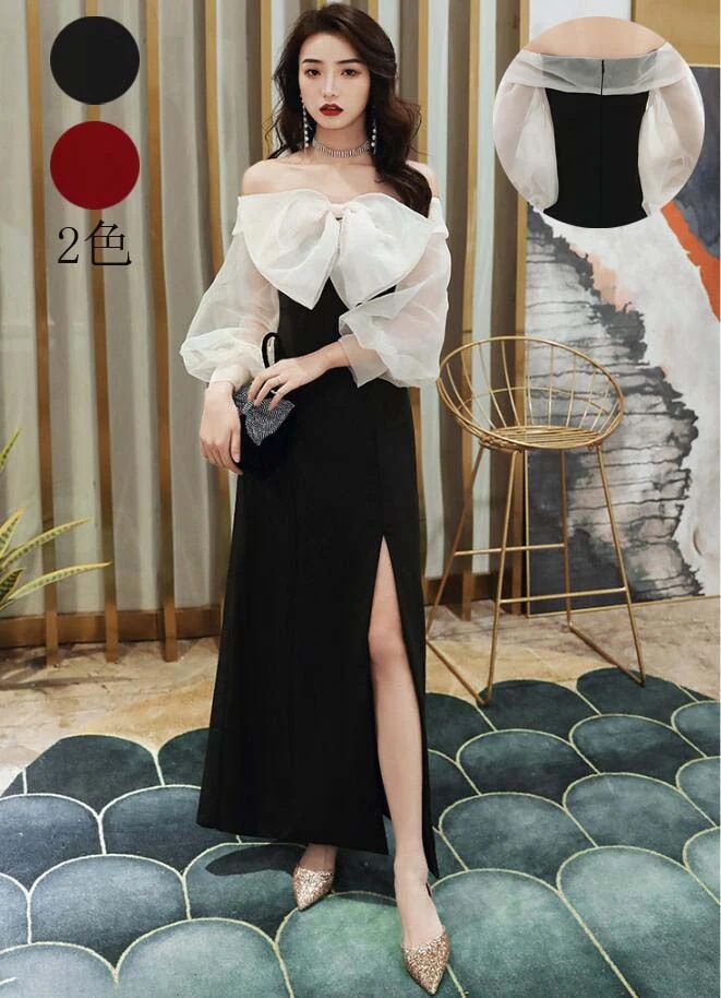 パーティードレス 高級感 結婚式ドレス Aラインドレス 韓国風 プリンセスライン 宴会ドレス ロングドレス お嬢様ドレス 演奏会 着痩せ ピアノ 発表会 セクシー 長袖 スレンダー 洋服 ロング丈ワン