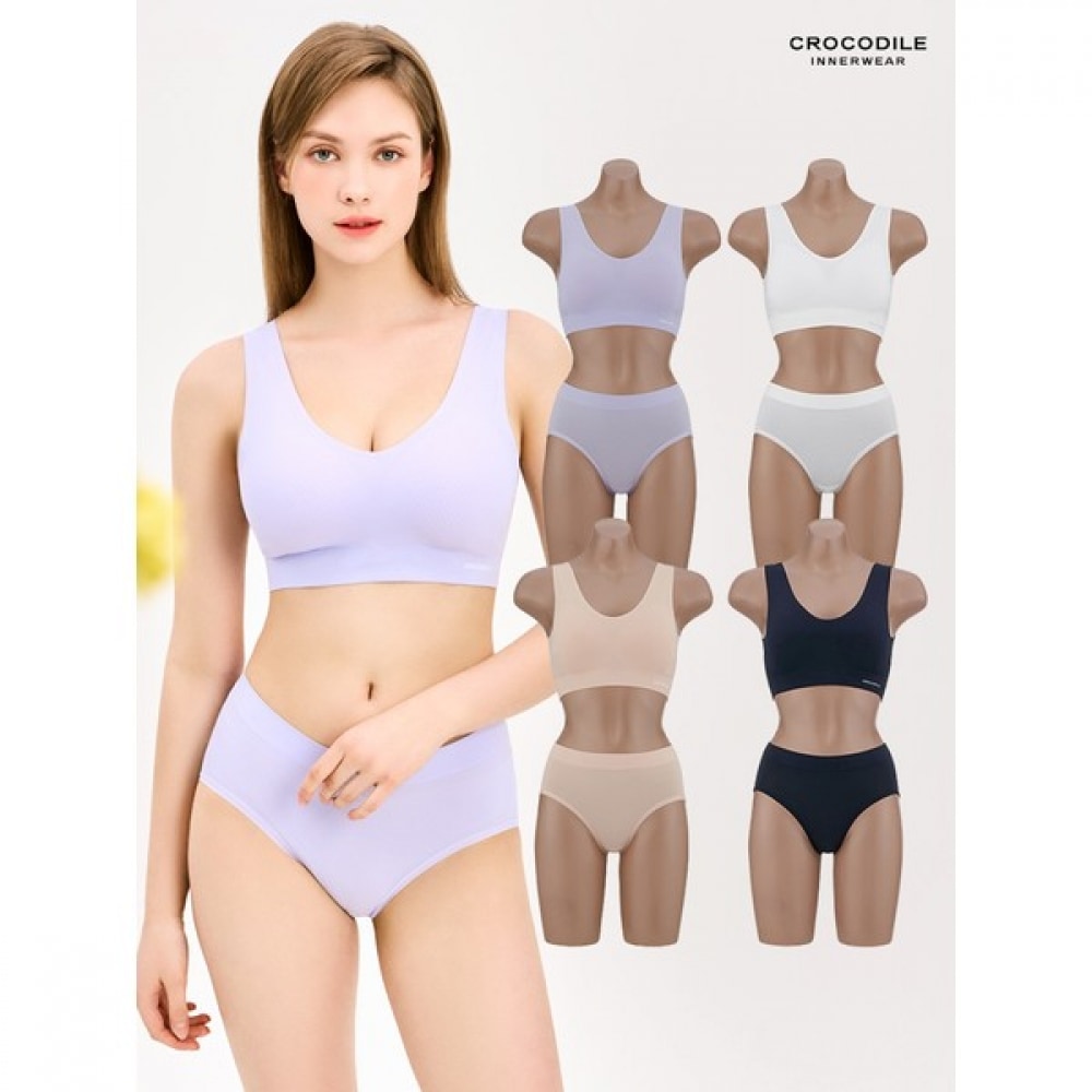 (クロコダイルインナー) (4枚セット) 25SS シームレスフュージングアドミレーションブラ 8種類 (4ブラ+4ショーツ)