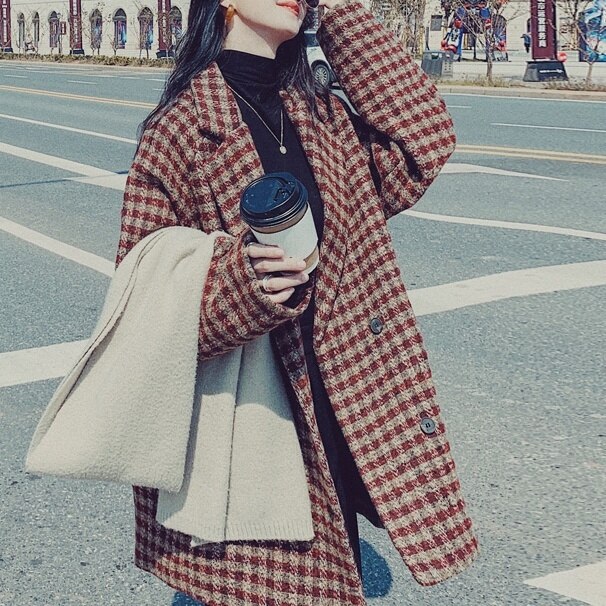 アウター コート チェスターコート チェック柄 長袖 襟付き 襟 ヴィンテージ 冬コート