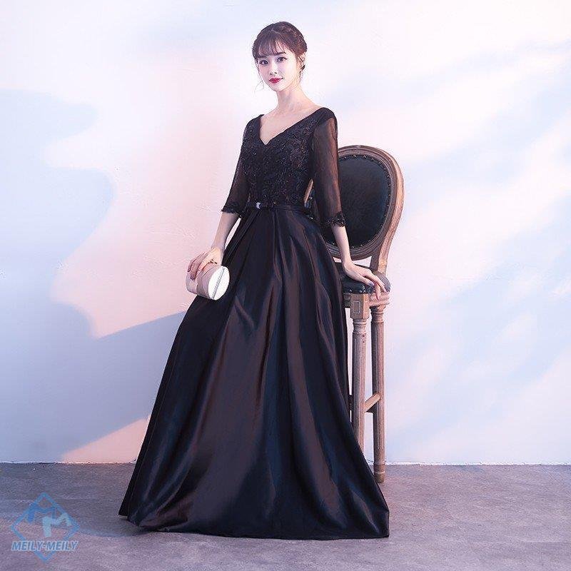 ロングドレス 黒 演奏会 カラードレス 安い コンサート 結婚式 二次会 フォーマルドレス 長袖 イ 13,343円