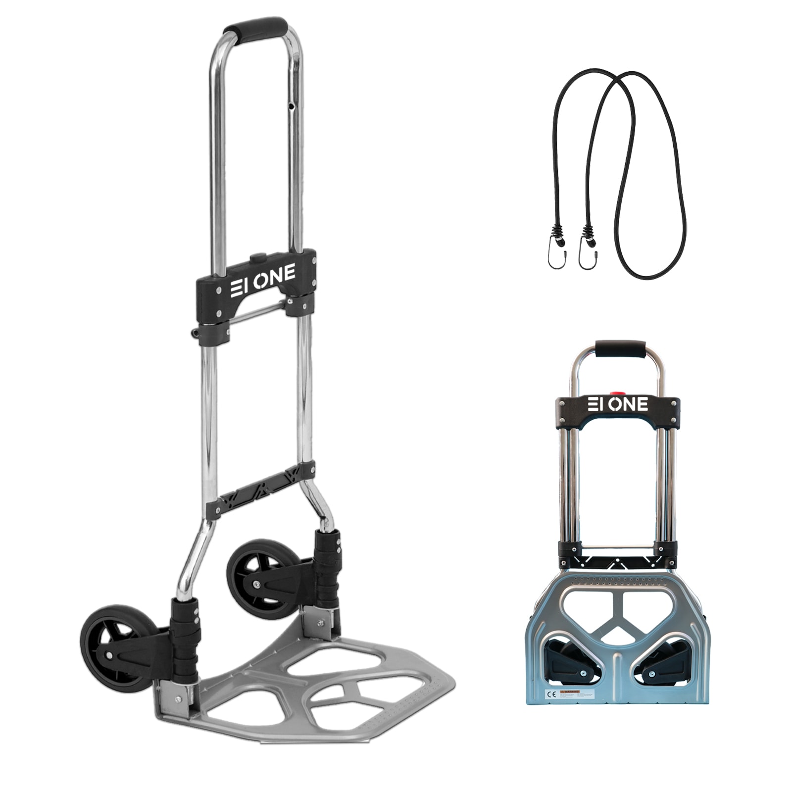 EIONE (エイワン) キャリーカート2輪 折りたたみ コンパクト 静音 固定ロープ 鋼鉄製 耐荷重80kg