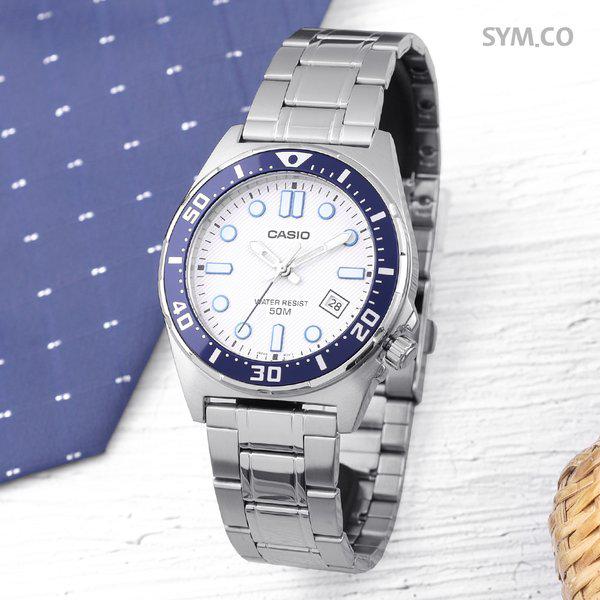 MTD-135D-7A ダイバールック スポーツ ブルーベゼル スポーツ メンズ メタル 腕時計 d