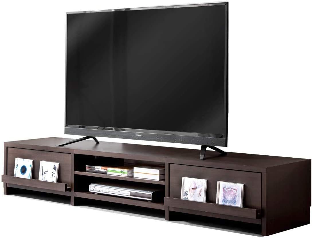 テレビ台 幅180cm ロータイプ 電源タップ収納付き テレビボード 木製 ディスプレイラック ダークブラウン 11AM (72114)