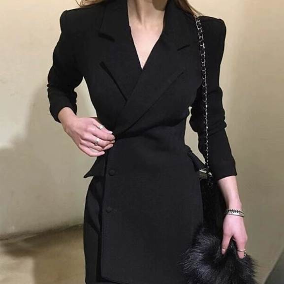 ワンピース タイトワンピース ミニワンピース スーツ 袖あり 長袖 襟付き 前開き ボタン タイト 8,796円