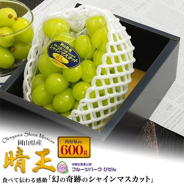 シャインマスカット 晴王 約600g 岡山県産 岡山県備前市 フルーツパークびぜん 甘さにこだわり続けた農家の幻の奇跡の シャインマスカット