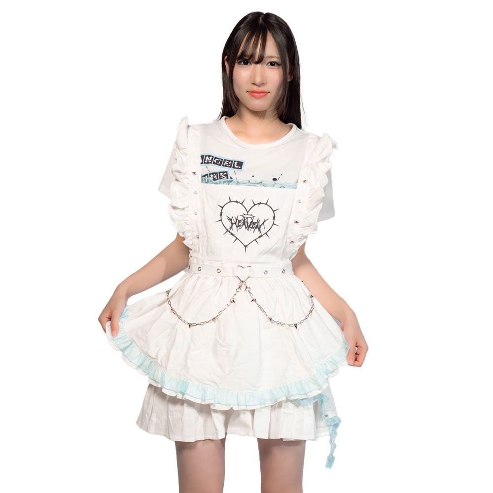 ANGEL PUNK エプロン 原宿系 原宿 ファッション ロック 天使界隈 天使 悪魔 派手 かわいい 個性的 ホワイト jr-591-133