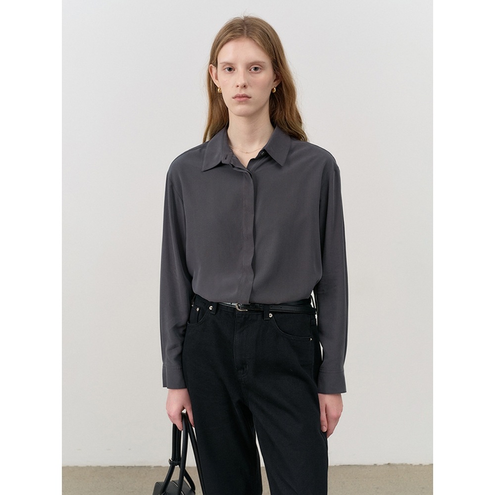 ダンスト女性用エッセンシャルソフトシャツチャコールグレー UDSH4C201CG