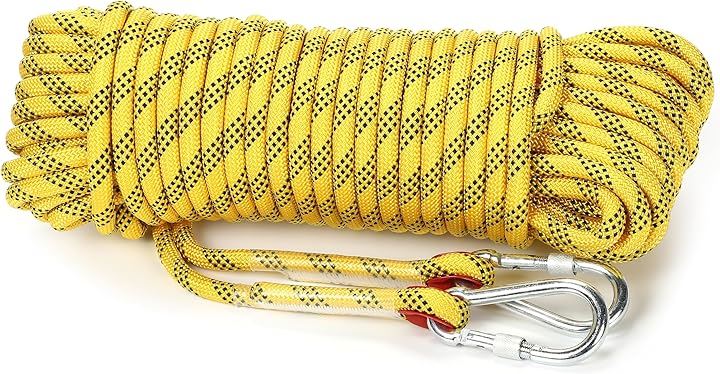 耐久 ロープ 幅広く使える多用途タイプ 多機能 多目的 直径 12mm イエロー キャンプ アウトドア 引越し 荷物の吊上げ 車 ボート 牽引 補助(ブラック, ラージ)