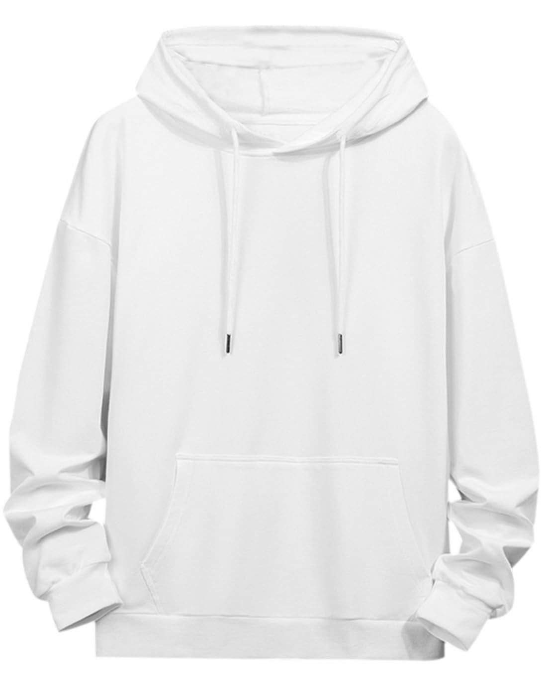 [OKJCON] パーカー メンズ 長袖 秋冬 プルオーバー 無地 ゆったり フード付き おしゃれ 大きいサイズ (ホワイト, 3XL)