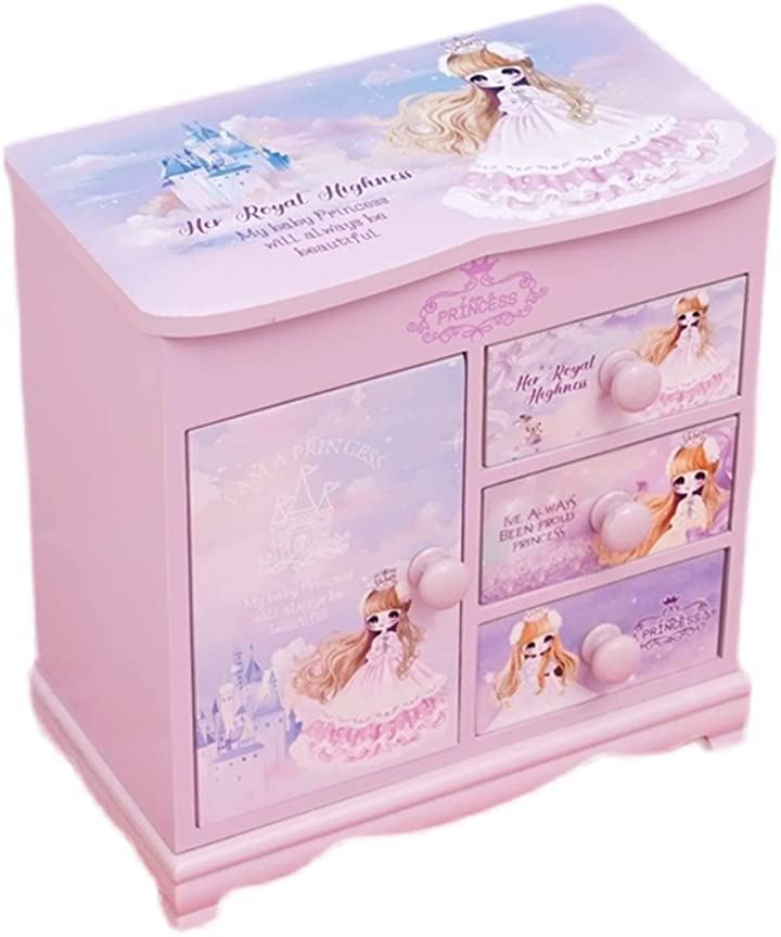 木製 子供用 アクセサリー ケース ジュエリー ボックス 女の子 鏡付き おもちゃ 宝石箱 収納 BOX 宝物(プリンセス大) 5,282円