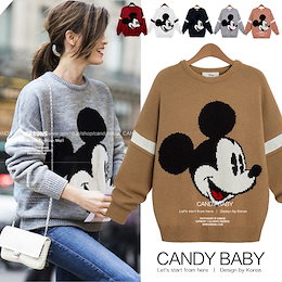 上質で柔らかなウールの風合い♥秋冬ファッション♪♥ミッキー柄ニット ベーシック ニットロングトッパーカーディガン//カジュアル/セレブカジュアル ♥丸首/トップス/ /ディズニーパーカー/etc ワン