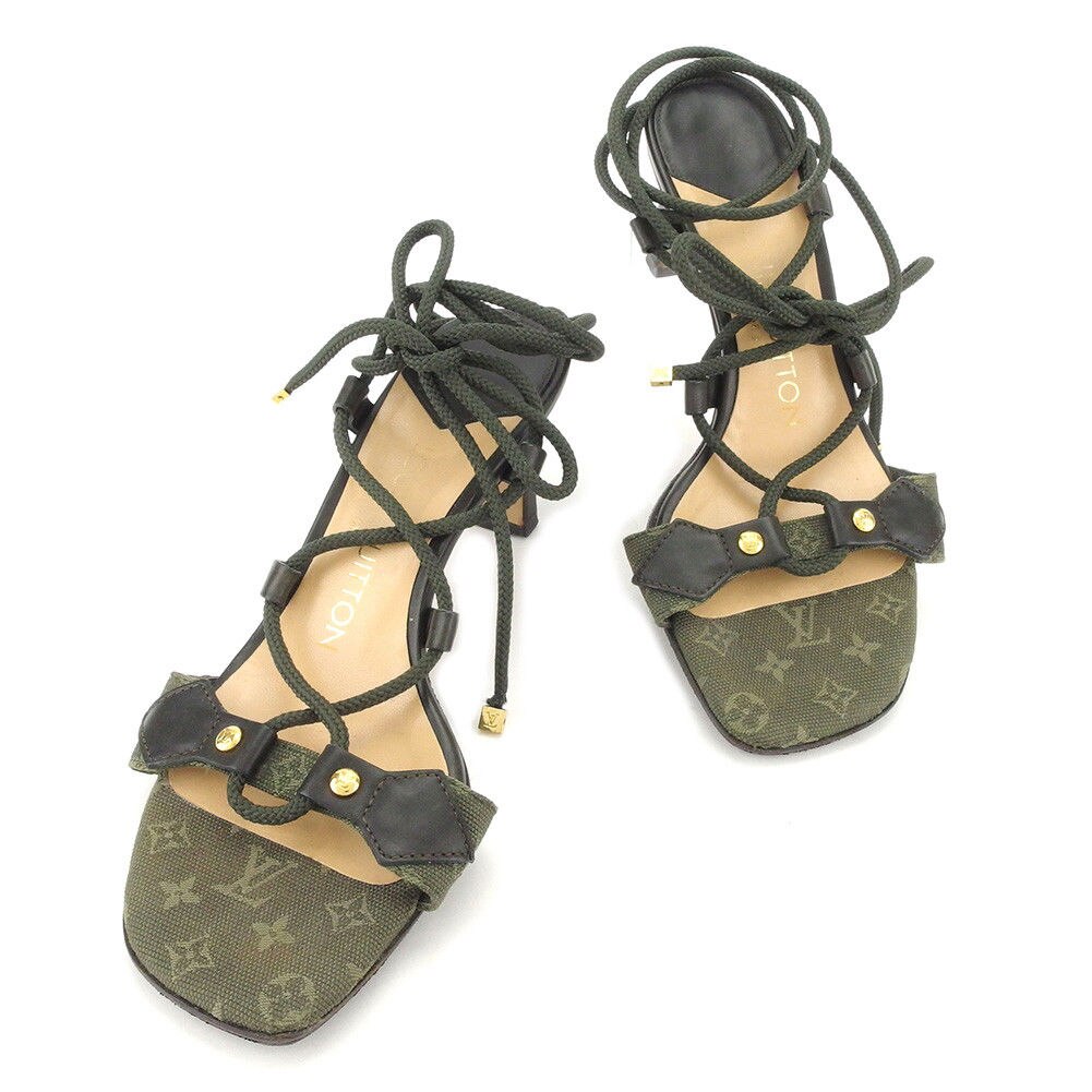 サンダル 靴 シューズ モノグラムミニ ＃34 グリーン 中古