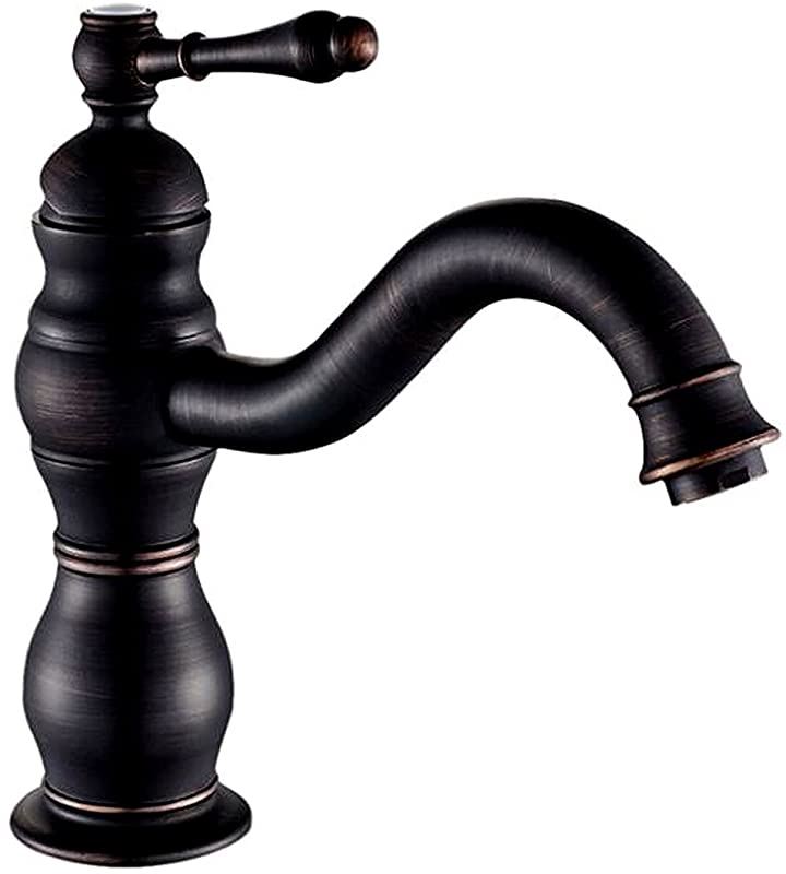 洗面用 アンティーク 混合水栓 蛇口 シングルレバー 手洗いボウル用 手洗い鉢 洗面台 SK82( ブラック)
