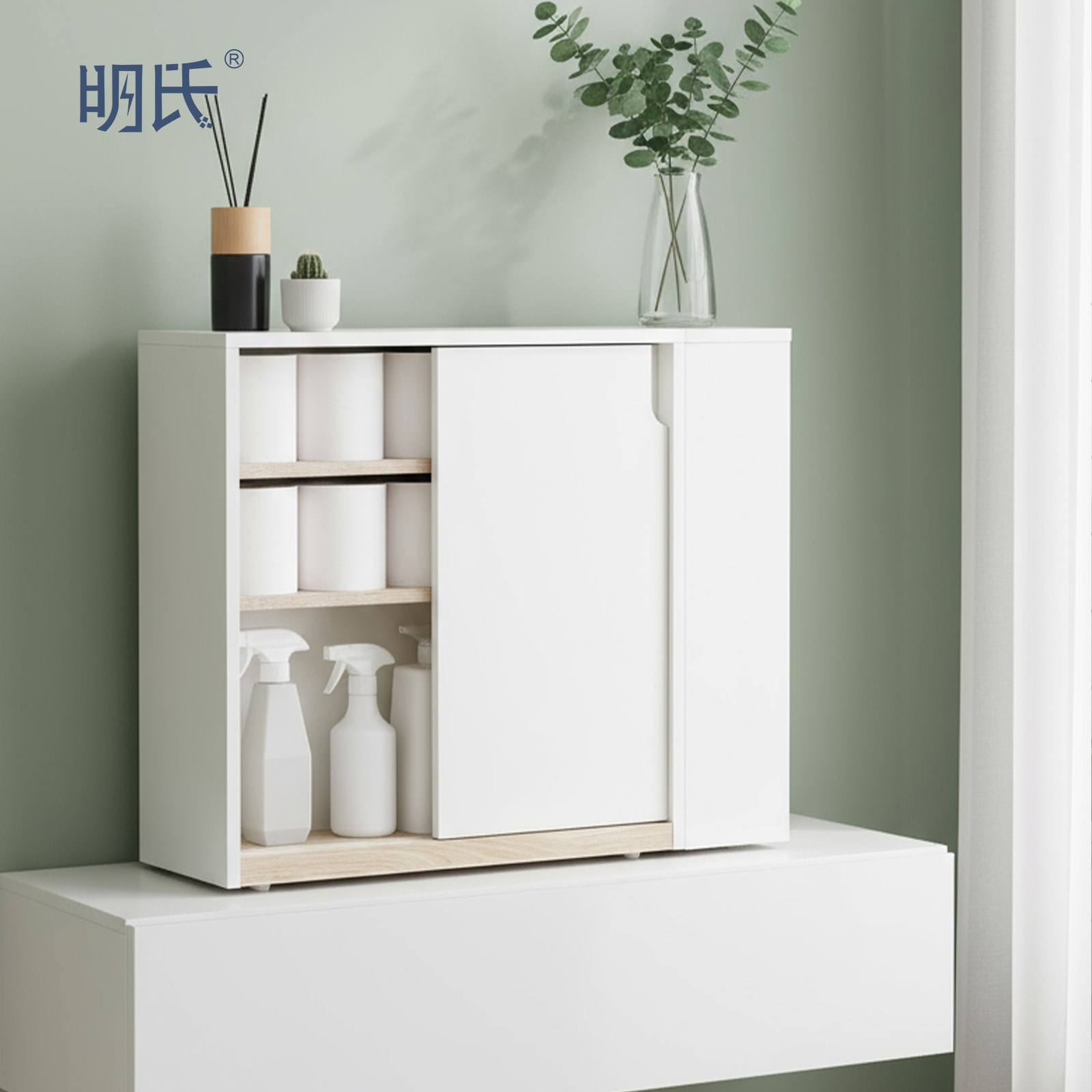 ロウヤ 収納 隙間収納 トイレ収納 キャスター付 ラック 幅74.5×奥行17cm ホワイト/ナチュラル