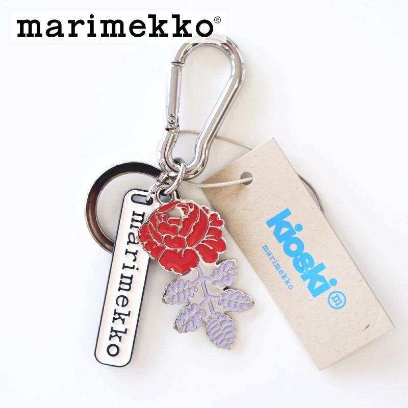 キーチェーン ヴィヒキルース レッド キーリング No.430(72) Puhallus VIHKIRUUSU プレゼント おしゃれ ギフト 結婚祝い バラ柄 小物