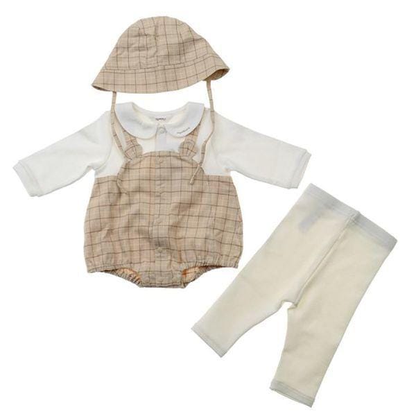 01S727901 Gabチェックボディスーツセット帽子