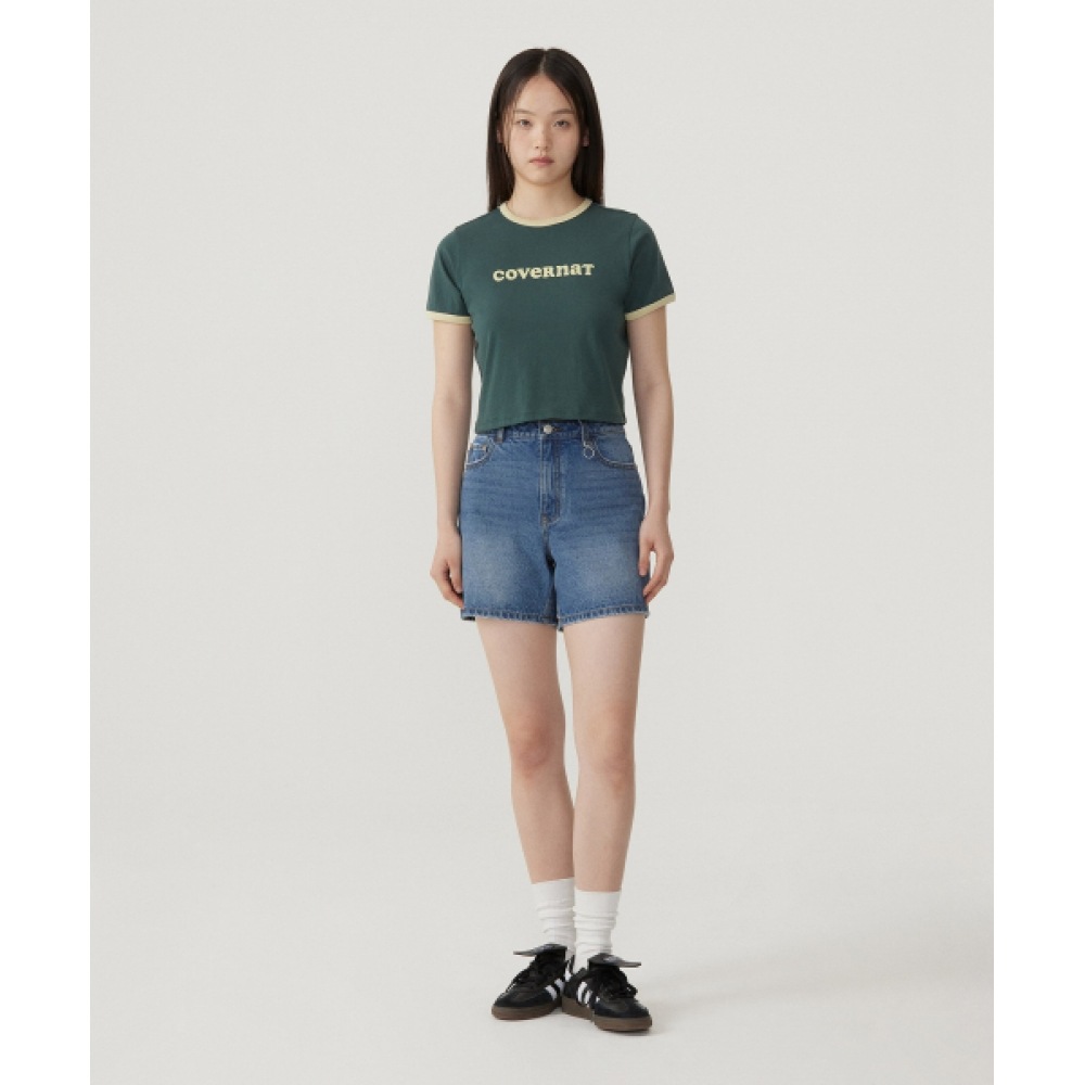 COVERNAT 女性用ダメージデニムショーツブルー