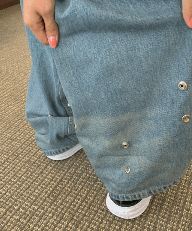 背の低い女背の高い女必須) ボタンデニム/sm [デニム/ワイド/ロングパンツ/ボタン/ボタンパンツ/夏コーディネート/ワイドジーンズ/デイリー/カジュアル/大学生/Y2K]