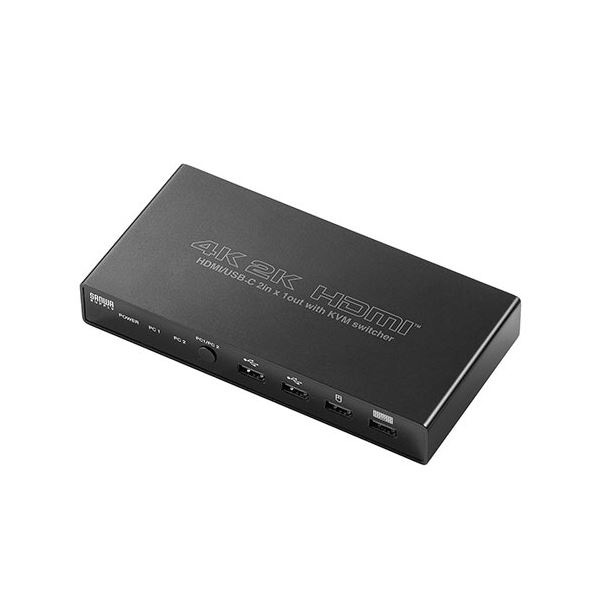 サンワダイレクト USBType-C/HDMI パソコン切替器 2台切替 KVMスイッチ ドッキングステーション USB PD対応 400-SW0371個