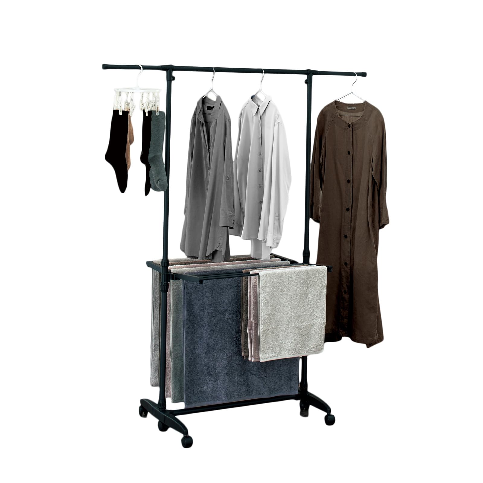 天馬(Tenma) 出しっぱなしでもスタイリッシュに決まる室内物干し 軽くて丈夫 洗濯 部屋干し ブラック物干し 伸縮室内物干しH型 【カラー マットブラック】 【型番 PSBK-06】 【サイズ 幅 5,599円