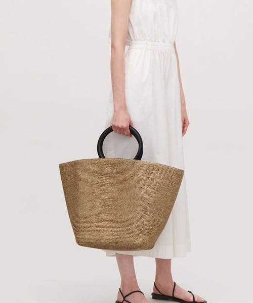 バッグ ハンドバッグ 手持ち かごバッグ 大容量 軽量 自立 四角 カゴ 大人可愛い きれいめ シンプル 上品 アジアン ナチュラル 無地 リゾート 海 夏 大きめ 大きい A4 ブラウン