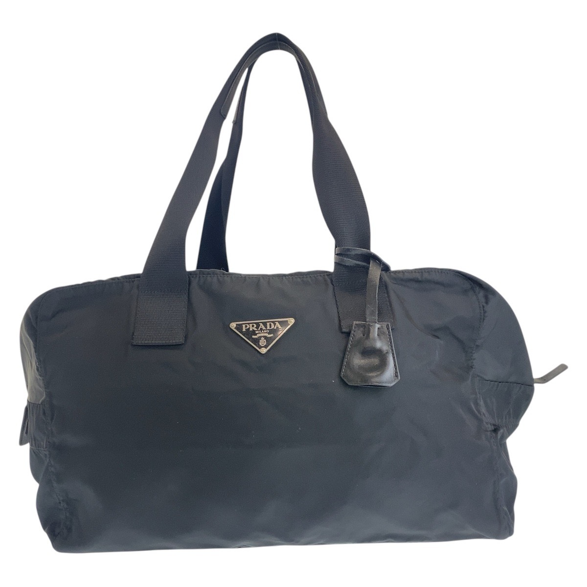 テスート 三角ロゴプレート ブラック 黒 シルバー金具 ナイロン ボストンバッグ ハンドバッグ 男女兼用 レディース 500603