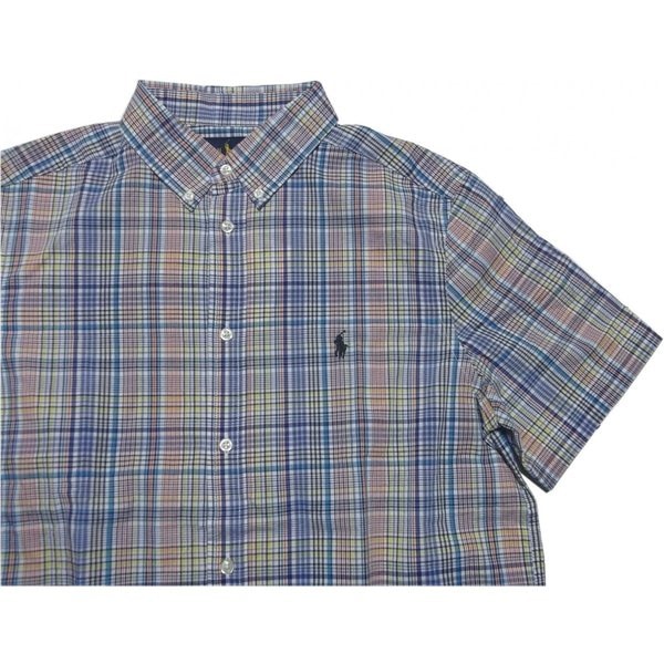 ボーイズサイズ 半袖 ボタンダウンシャツ ブルー boys PR2-1173