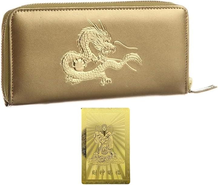 風水 秘伝 皇帝龍 ラウンド財布 本金箔 刻印 牛 本革 メンズ ゴールド 黄金 根付 進呈 日本製(風水財神札)