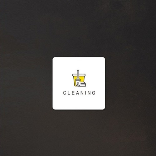 CLEANING付形正方形小型案内板13x13cmホワイト1本学校事務所清掃道具標識