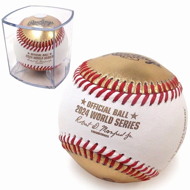 大谷翔平選手 ロサンゼルス・ドジャース MLB 2024 ワールド シリーズ チャンピオンズ ベースボール 優勝記念ボール ロゴボール MLB公式ライセンス品 ゴールドホワイト