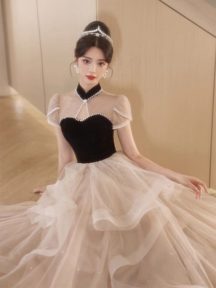 パーティードレス イブニングドレス女性2025新しい宴会気質豪華ホスト春と夏のモデル