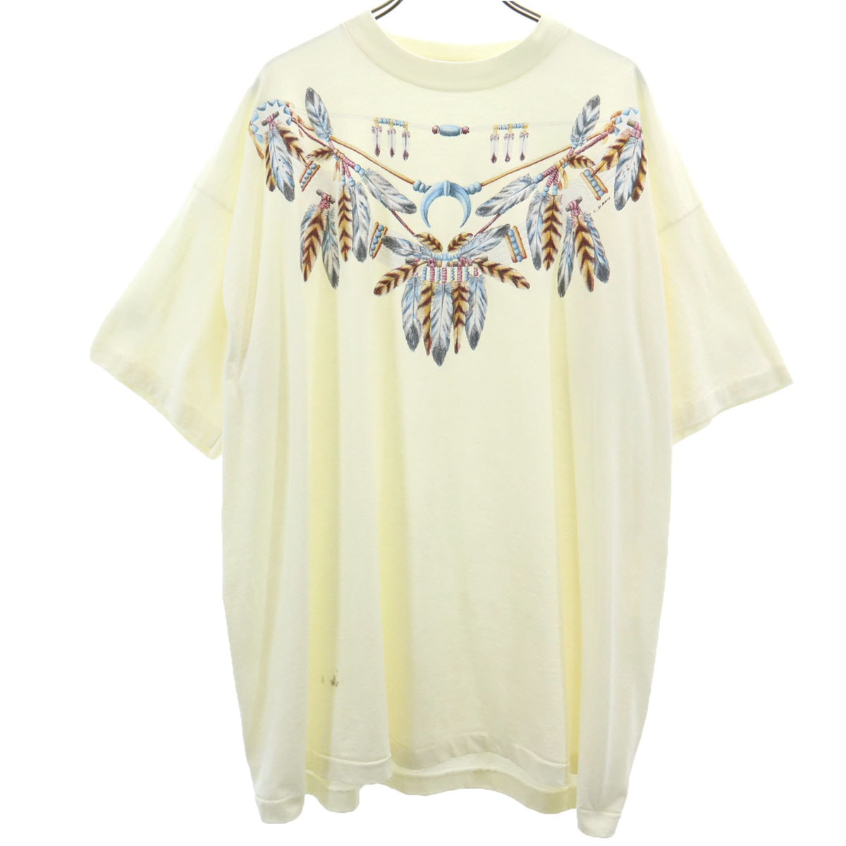 90s オールド ドリームキャッチャー 半袖 Tシャツ アイボリー シングルステッチ メンズ 古着