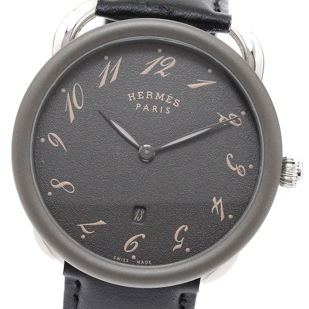 エルメス HERMES AR7Q.810a アルソーGM デイト クォーツ メンズ 良品 _942454【中古】
