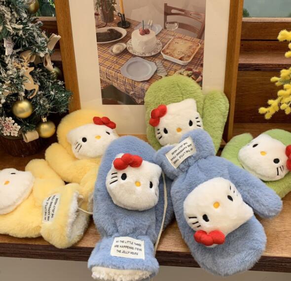 ins 手袋 裏地フリースニット サンリオ ハローキティ アームウォーマー アームカバー 手袋 防寒