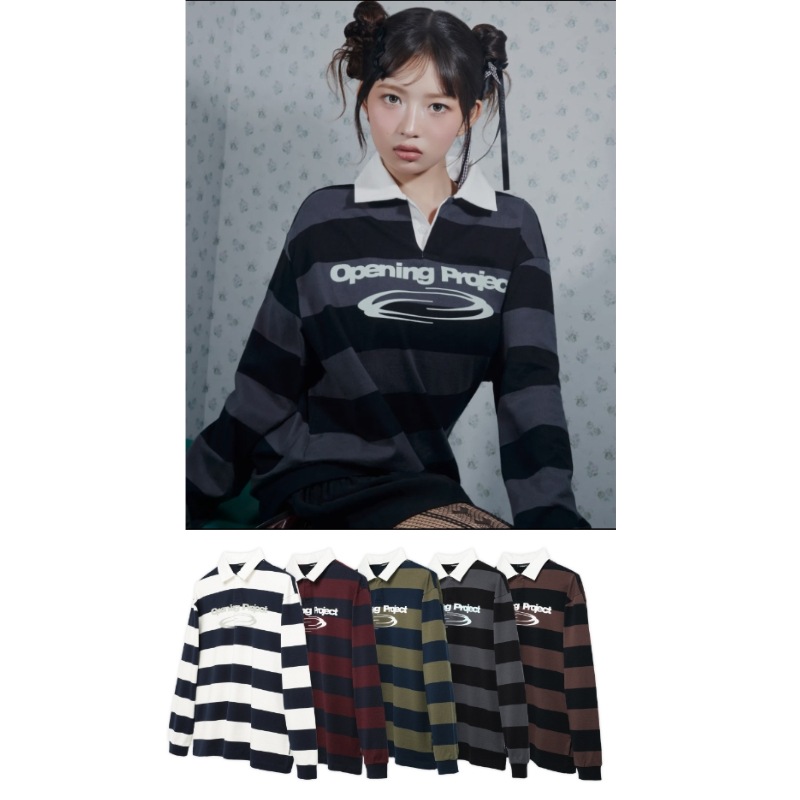 【IVE レイ着用】Identity Stripe Collar T Shirt